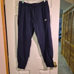 Nike Mens Medium Navy Blue Cotton Jersey Jogger Sweatpants BV2762-410